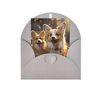 WLKSNBVD Biglietto di auguri con buste, due corgis Thinking of You, 10 x 15 cm, biglietti vuoti per compleanno, baby shower, congratulazioni, matrimoni, ringraziamenti, tutte le occasioni