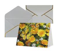 WLKSNBVD Biglietto di auguri con buste Farfalla gialla e margherite gialle che pensano a te, biglietti vuoti per compleanno, baby shower, congratulazioni, matrimoni, ringraziamenti, tutte le occasioni