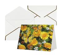 WLKSNBVD Biglietto di auguri con buste Farfalla gialla e margherite gialle che pensano a te, biglietti vuoti per compleanno, baby shower, congratulazioni, matrimoni, ringraziamenti, tutte le occasioni