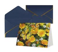 WLKSNBVD Biglietto di auguri con buste Farfalla gialla e margherite gialle che pensano a te, biglietti vuoti per compleanno, baby shower, congratulazioni, matrimoni, ringraziamenti, tutte le occasioni