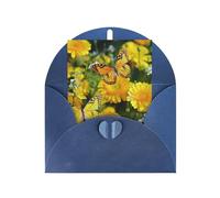 WLKSNBVD Biglietto di auguri con buste Farfalla gialla e margherite gialle che pensano a te, biglietti vuoti per compleanno, baby shower, congratulazioni, matrimoni, ringraziamenti, tutte le occasioni