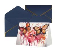 WLKSNBVD Biglietto di auguri con buste Farfalla spray gocciolamento acquerello Thinking of You Biglietto 4x6 Biglietti vuoti per compleanno Baby Shower Congratulazioni Matrimonio Biglietti di