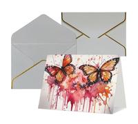 WLKSNBVD Biglietto di auguri con buste Farfalla spray gocciolamento acquerello Thinking of You Biglietto 4x6 Biglietti vuoti per compleanno Baby Shower Congratulazioni Matrimonio Biglietti di