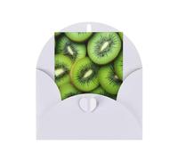 WLKSNBVD Biglietto di auguri con buste, fette di kiwi verde maturo, biglietto per il pensiero di te, 10 x 15 cm, biglietti vuoti per compleanno, baby shower, congratulazioni, matrimoni, biglietti di