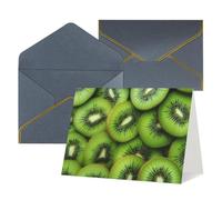WLKSNBVD Biglietto di auguri con buste, fette di kiwi verde maturo, biglietto per il pensiero di te, 10 x 15 cm, biglietti vuoti per compleanno, baby shower, congratulazioni, matrimoni, biglietti di