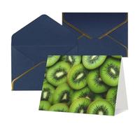 WLKSNBVD Biglietto di auguri con buste, fette di kiwi verde maturo, biglietto per il pensiero di te, 10 x 15 cm, biglietti vuoti per compleanno, baby shower, congratulazioni, matrimoni, biglietti di