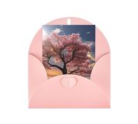 WLKSNBVD Biglietto di auguri con buste, fiore e albero che pensano a te, 10 x 15 cm, biglietti vuoti per compleanno, baby shower, congratulazioni, matrimoni, ringraziamenti, tutte le occasioni