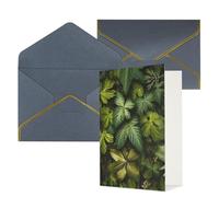 WLKSNBVD Biglietto di auguri con buste, foglie verdi e piante che pensano a te, 10 x 15 cm, biglietti vuoti per compleanno, baby shower, congratulazioni, matrimoni, ringraziamenti, tutte le occasioni