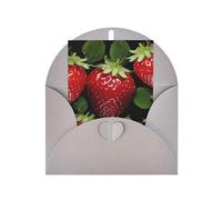WLKSNBVD Biglietto di auguri con buste, fragola rossa, biglietto per pensare a te, 10 x 15 cm, biglietti vuoti per compleanno, baby shower, congratulazioni, matrimoni, ringraziamenti, tutte le