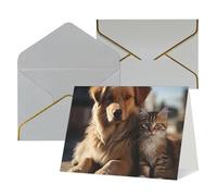 WLKSNBVD Biglietto di auguri con buste, gatti e cani che pensano a te, 10 x 15 cm, biglietti vuoti per compleanno, baby shower, congratulazioni, matrimoni, ringraziamenti, tutte le occasioni