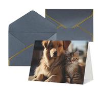 WLKSNBVD Biglietto di auguri con buste, gatti e cani che pensano a te, 10 x 15 cm, biglietti vuoti per compleanno, baby shower, congratulazioni, matrimoni, ringraziamenti, tutte le occasioni