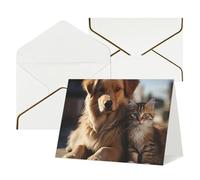 WLKSNBVD Biglietto di auguri con buste, gatti e cani che pensano a te, 10 x 15 cm, biglietti vuoti per compleanno, baby shower, congratulazioni, matrimoni, ringraziamenti, tutte le occasioni