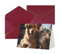 WLKSNBVD Biglietto di auguri con buste, gatti e cani che pensano a te, 10 x 15 cm, biglietti vuoti per compleanno, baby shower, congratulazioni, matrimoni, ringraziamenti, tutte le occasioni
