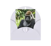 WLKSNBVD Biglietto di auguri con buste, Gorilla in the Grass Thinking of You, 10 x 15 cm, biglietti vuoti per compleanno, baby shower, congratulazioni, matrimoni, ringraziamenti, tutte le occasioni
