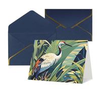 WLKSNBVD Biglietto di auguri con buste, gru, uccello, piante selvatiche che pensano a te, biglietti vuoti per compleanno, baby shower, congratulazioni, matrimoni, ringraziamenti, tutte le occasioni