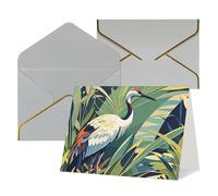 WLKSNBVD Biglietto di auguri con buste, gru, uccello, piante selvatiche che pensano a te, biglietti vuoti per compleanno, baby shower, congratulazioni, matrimoni, ringraziamenti, tutte le occasioni