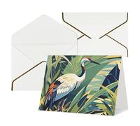 WLKSNBVD Biglietto di auguri con buste, gru, uccello, piante selvatiche che pensano a te, biglietti vuoti per compleanno, baby shower, congratulazioni, matrimoni, ringraziamenti, tutte le occasioni