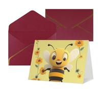 WLKSNBVD Biglietto di auguri con buste Happy Bee Thinking of You, biglietti vuoti per compleanno, baby shower, congratulazioni, matrimoni, ringraziamenti, tutte le occasioni