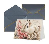 WLKSNBVD Biglietto di auguri con buste, immagine di cavallo che ti pensa, biglietto da 10 x 15 cm, biglietti vuoti per compleanno, baby shower, congratulazioni, matrimoni, ringraziamenti, tutte le
