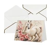 WLKSNBVD Biglietto di auguri con buste, immagine di cavallo che ti pensa, biglietto da 10 x 15 cm, biglietti vuoti per compleanno, baby shower, congratulazioni, matrimoni, ringraziamenti, tutte le