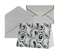WLKSNBVD Biglietto di auguri con buste, in bianco e nero con motivo a spirale che ti pensa, 10 x 15 cm, biglietti vuoti per compleanno, baby shower, congratulazioni, matrimoni, ringraziamenti, tutte