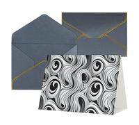 WLKSNBVD Biglietto di auguri con buste, in bianco e nero con motivo a spirale che ti pensa, 10 x 15 cm, biglietti vuoti per compleanno, baby shower, congratulazioni, matrimoni, ringraziamenti, tutte