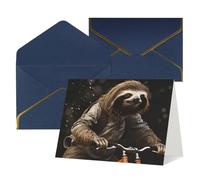 WLKSNBVD Biglietto di auguri con buste in bicicletta bradipo Thinking of You, biglietti vuoti per compleanno, baby shower, congratulazioni, matrimoni, ringraziamenti, tutte le occasioni