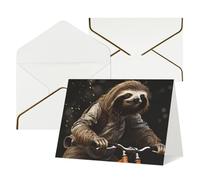 WLKSNBVD Biglietto di auguri con buste in bicicletta bradipo Thinking of You, biglietti vuoti per compleanno, baby shower, congratulazioni, matrimoni, ringraziamenti, tutte le occasioni