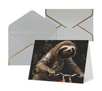 WLKSNBVD Biglietto di auguri con buste in bicicletta bradipo Thinking of You, biglietti vuoti per compleanno, baby shower, congratulazioni, matrimoni, ringraziamenti, tutte le occasioni