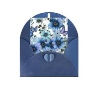 WLKSNBVD Biglietto di auguri con buste in fiore margherita blu che pensa a te, biglietti vuoti per compleanno, baby shower, congratulazioni, matrimoni, ringraziamenti, tutte le occasioni