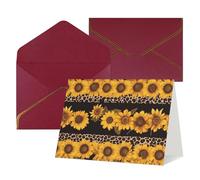 WLKSNBVD Biglietto di auguri con buste, leopardo e girasole, biglietto di auguri per il pensiero di te, 10 x 15 cm, biglietti vuoti per compleanno, baby shower, congratulazioni, matrimoni