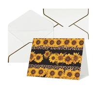 WLKSNBVD Biglietto di auguri con buste, leopardo e girasole, biglietto di auguri per il pensiero di te, 10 x 15 cm, biglietti vuoti per compleanno, baby shower, congratulazioni, matrimoni