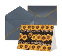 WLKSNBVD Biglietto di auguri con buste, leopardo e girasole, biglietto di auguri per il pensiero di te, 10 x 15 cm, biglietti vuoti per compleanno, baby shower, congratulazioni, matrimoni