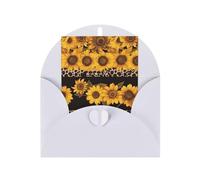 WLKSNBVD Biglietto di auguri con buste, leopardo e girasole, biglietto di auguri per il pensiero di te, 10 x 15 cm, biglietti vuoti per compleanno, baby shower, congratulazioni, matrimoni