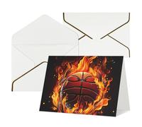 WLKSNBVD Biglietto di auguri con buste, logo basket con fiamme Thinking of You, 10 x 15 cm, biglietti vuoti per compleanno, baby shower, congratulazioni, matrimoni, ringraziamenti, tutte le occasioni