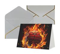 WLKSNBVD Biglietto di auguri con buste, logo basket con fiamme Thinking of You, 10 x 15 cm, biglietti vuoti per compleanno, baby shower, congratulazioni, matrimoni, ringraziamenti, tutte le occasioni