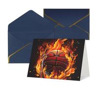 WLKSNBVD Biglietto di auguri con buste, logo basket con fiamme Thinking of You, 10 x 15 cm, biglietti vuoti per compleanno, baby shower, congratulazioni, matrimoni, ringraziamenti, tutte le occasioni
