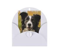 WLKSNBVD Biglietto di auguri con buste, motivo: cane Mohado Border Collie che ti pensa, 10 x 15 cm, biglietti vuoti per compleanno, baby shower, congratulazioni, matrimoni, ringraziamenti, tutte le