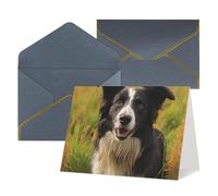 WLKSNBVD Biglietto di auguri con buste, motivo: cane Mohado Border Collie che ti pensa, 10 x 15 cm, biglietti vuoti per compleanno, baby shower, congratulazioni, matrimoni, ringraziamenti, tutte le