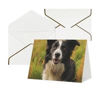 WLKSNBVD Biglietto di auguri con buste, motivo: cane Mohado Border Collie che ti pensa, 10 x 15 cm, biglietti vuoti per compleanno, baby shower, congratulazioni, matrimoni, ringraziamenti, tutte le