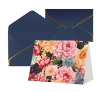 WLKSNBVD Biglietto di auguri con buste, motivo floreale, biglietto per pensare a te, 10 x 15 cm, biglietti vuoti per compleanno, baby shower, congratulazioni, matrimoni, ringraziamenti, tutte le