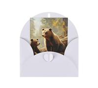 WLKSNBVD Biglietto di auguri con buste, motivo: orsetti che giocano nell'albero, 10 x 15 cm, biglietti vuoti per compleanno, baby shower, congratulazioni, matrimoni, ringraziamenti, tutte le occasioni
