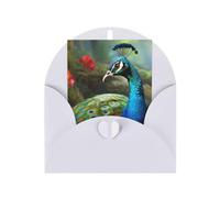 WLKSNBVD Biglietto di auguri con buste, motivo pavone colorato che pensa a te, 10 x 15 cm, biglietti vuoti per compleanno, baby shower, congratulazioni, matrimoni, ringraziamenti, tutte le occasioni