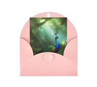 WLKSNBVD Biglietto di auguri con buste, motivo pavone, per pensare a te, 10 x 15 cm, biglietti vuoti per compleanno, baby shower, congratulazioni, matrimoni, ringraziamenti, tutte le occasioni