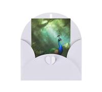WLKSNBVD Biglietto di auguri con buste, motivo pavone, per pensare a te, 10 x 15 cm, biglietti vuoti per compleanno, baby shower, congratulazioni, matrimoni, ringraziamenti, tutte le occasioni