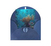 WLKSNBVD Biglietto di auguri con buste, motivo pesce che pensa a te, 10 x 15 cm, biglietti vuoti per compleanno, baby shower, congratulazioni, matrimoni, ringraziamenti, tutte le occasioni