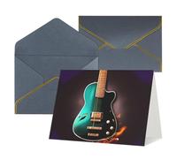 WLKSNBVD Biglietto di auguri con buste, musica verde chitarra pensando a te, biglietti vuoti per compleanno, baby shower, congratulazioni, matrimoni, ringraziamenti, tutte le occasioni