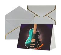 WLKSNBVD Biglietto di auguri con buste, musica verde chitarra pensando a te, biglietti vuoti per compleanno, baby shower, congratulazioni, matrimoni, ringraziamenti, tutte le occasioni