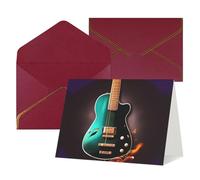 WLKSNBVD Biglietto di auguri con buste, musica verde chitarra pensando a te, biglietti vuoti per compleanno, baby shower, congratulazioni, matrimoni, ringraziamenti, tutte le occasioni