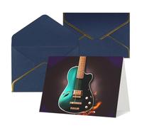 WLKSNBVD Biglietto di auguri con buste, musica verde chitarra pensando a te, biglietti vuoti per compleanno, baby shower, congratulazioni, matrimoni, ringraziamenti, tutte le occasioni